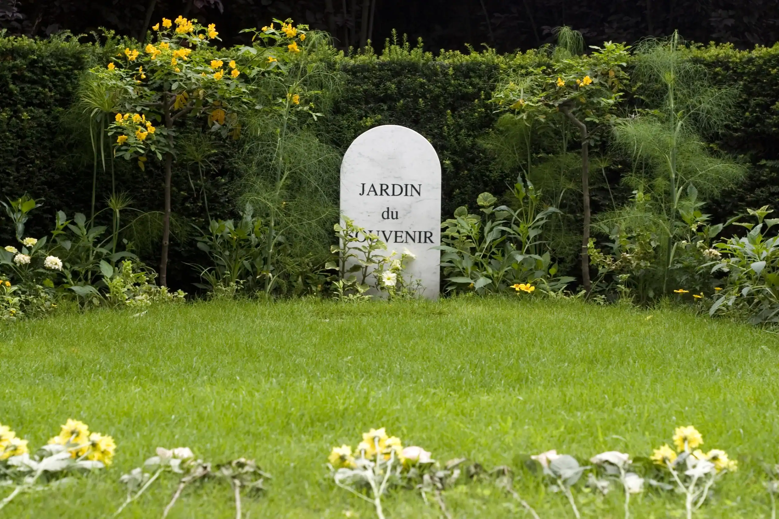 CPL_Jardin du souvenir (12) Jardin du souvenir du cimetière du Père-Lachaise avec stèle et espace de dispersion des cendres